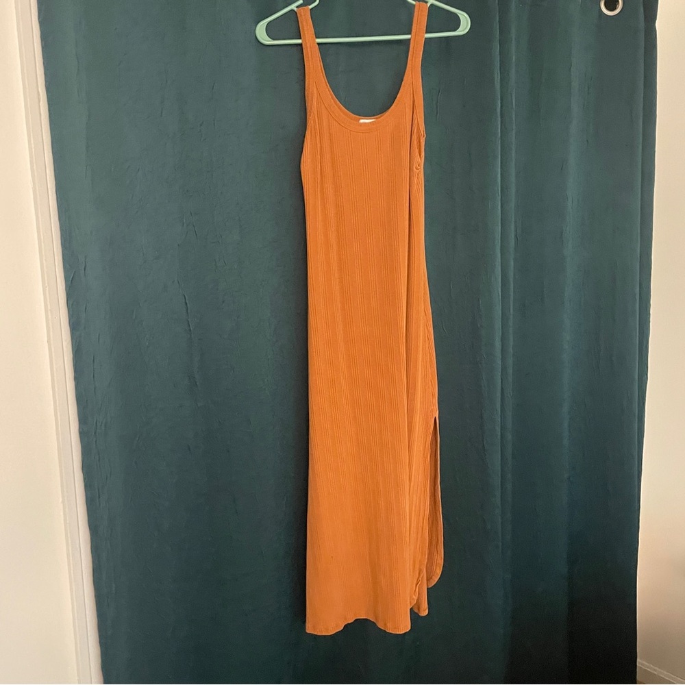 Vitamin A Rust Ribbed Midi Dress